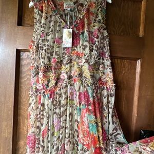 🌹 Johnny was Floral and Leopard Print EMBROIDERED Dress